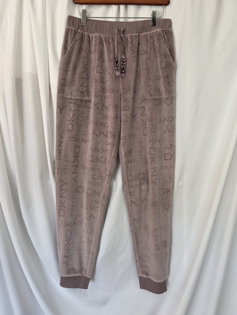 DKNY Light Lilac/Purple Logo Velour Jogger Pants Size SP